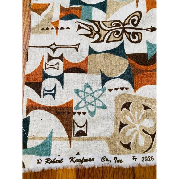 Robert Kaufman Atomic Barkcloth Fabric, MCM Tiki Print 3 Yards - Picture 2 of 10